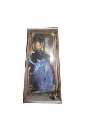Handmade Porcelain Doll In Victorian-Style Outfit With Hat & Bow Boxed Collectib